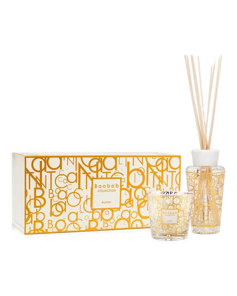 Baobab Collection Aurum Geschenk-Set mit Duftkerze und Diffusor - Weiß Weiß