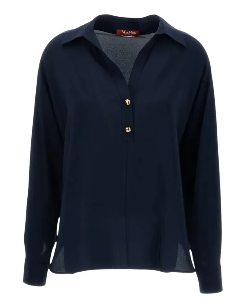 Max Mara Poloshirt aus Seide mit Knopfverschluss - Blau Blau