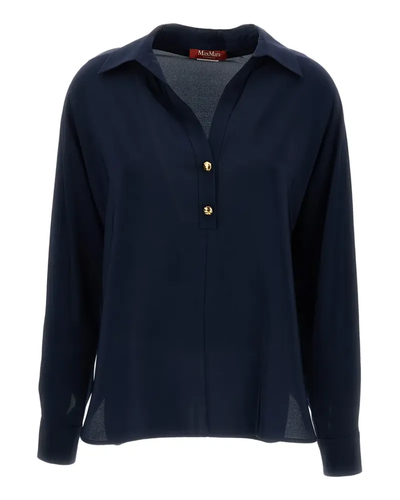 Max Mara Poloshirt aus Seide mit Knopfverschluss - Blau Blau