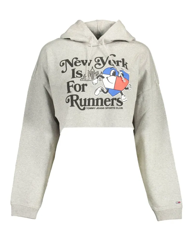 Tommy Hilfiger graphic-print cropped hoodie - Grau Grau