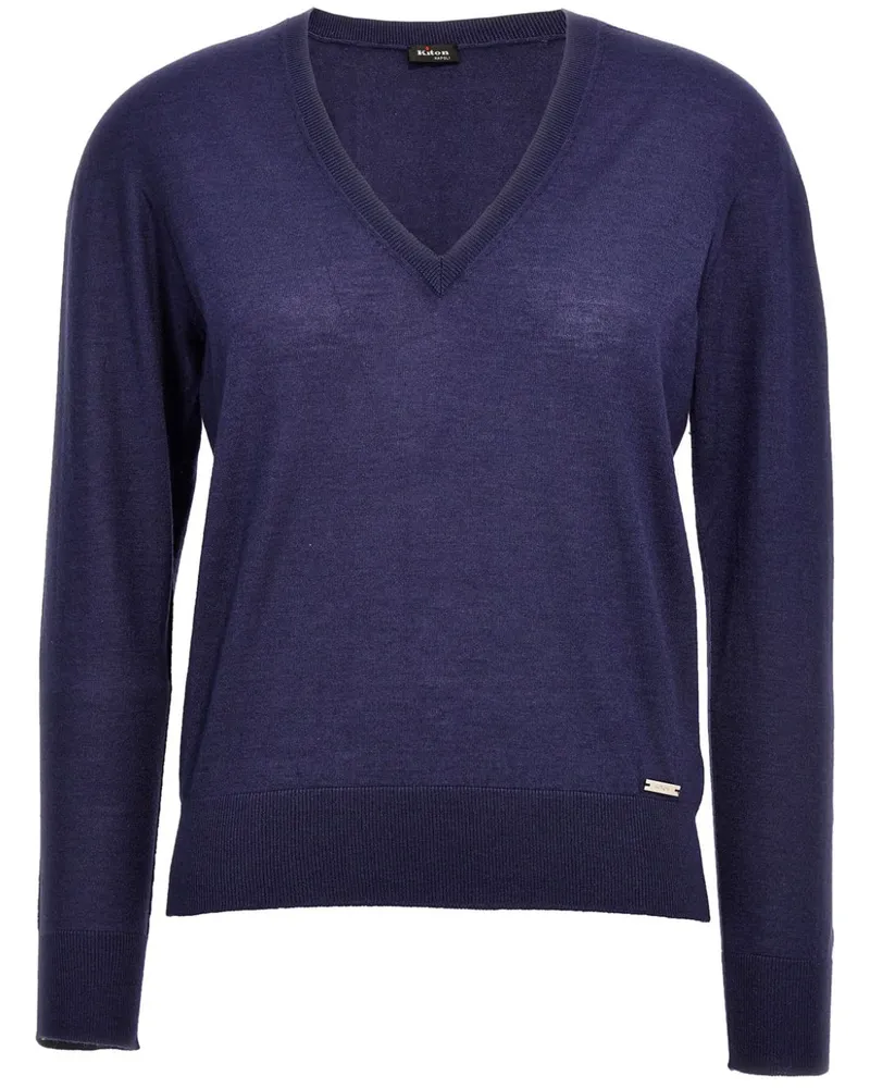 Kiton Pullover mit V-Ausschnitt - Blau Blau