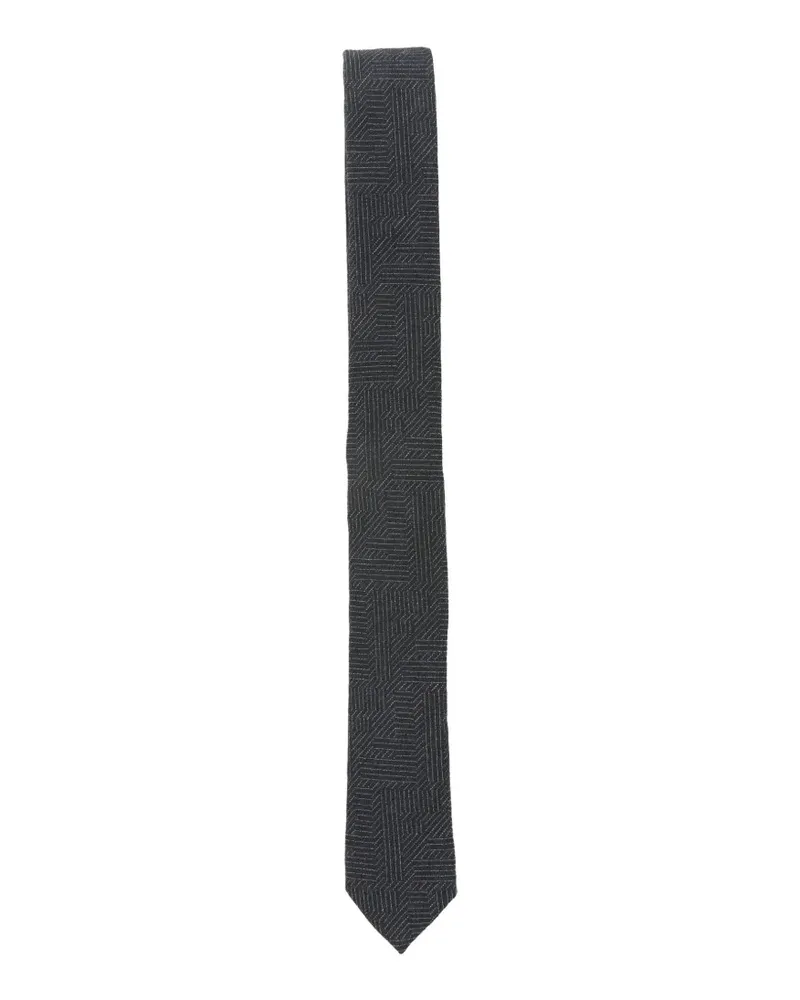 Fendi geometric-pattern wool tie - Blau Blau