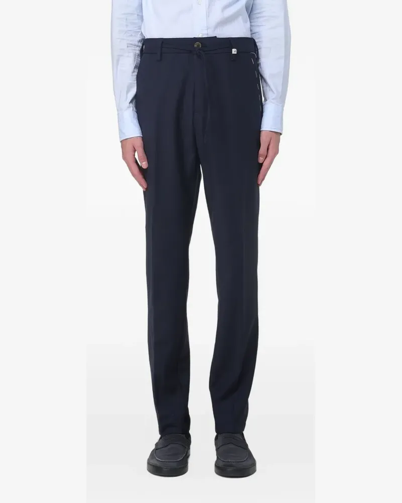 MYTHS drawstring-waist contrast-stitched trousers - Blau Blau