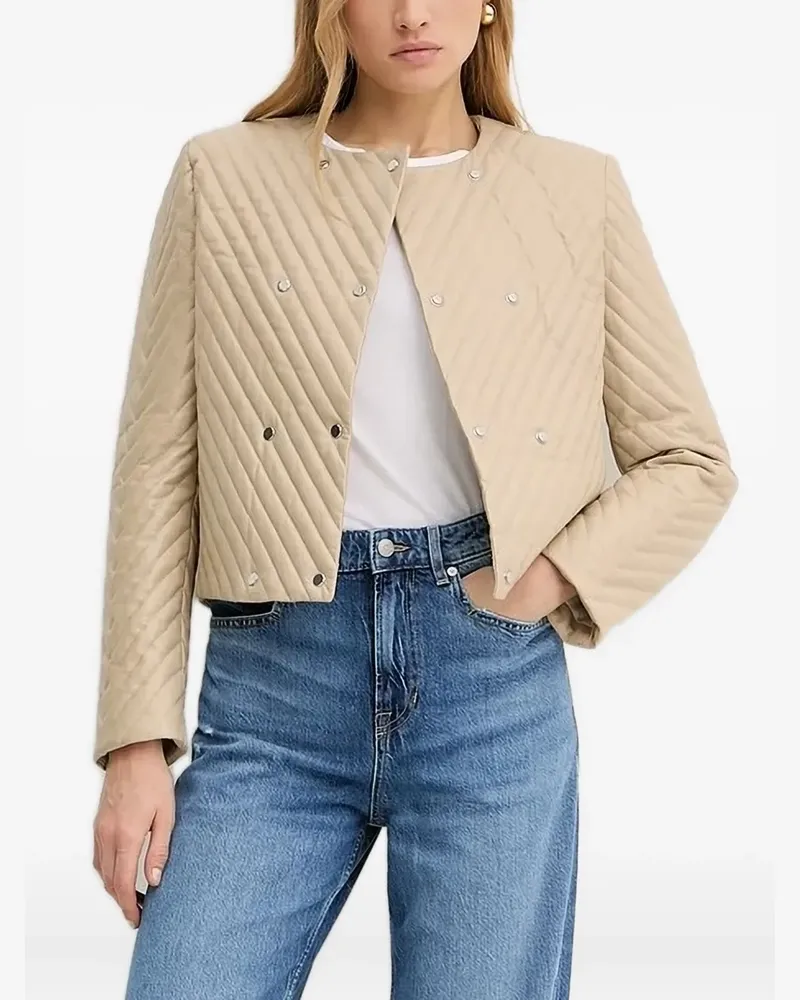HUGO BOSS Lederjacke mit diagonaler Steppung - Nude Nude