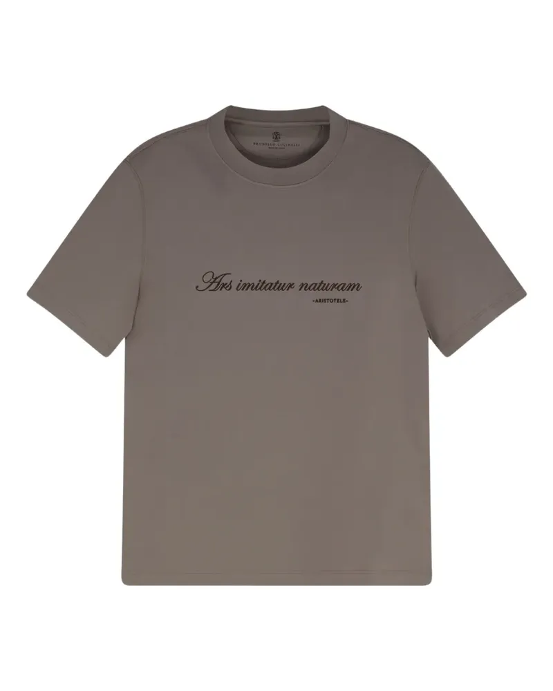 Brunello Cucinelli slogan-print T-shirt - Grau Grau