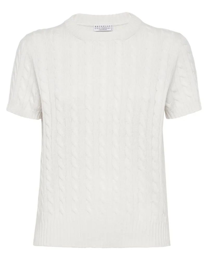 Brunello Cucinelli Kaschmirschal mit Zopfmuster - Weiß Weiß