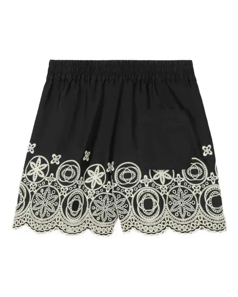 La DoubleJ Pull-Up Sangallo-embroidered mini shorts - Schwarz Schwarz