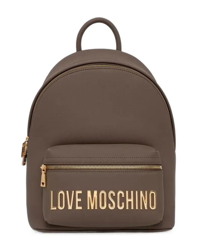 Moschino logo-lettering zip-up backpack - Braun Braun