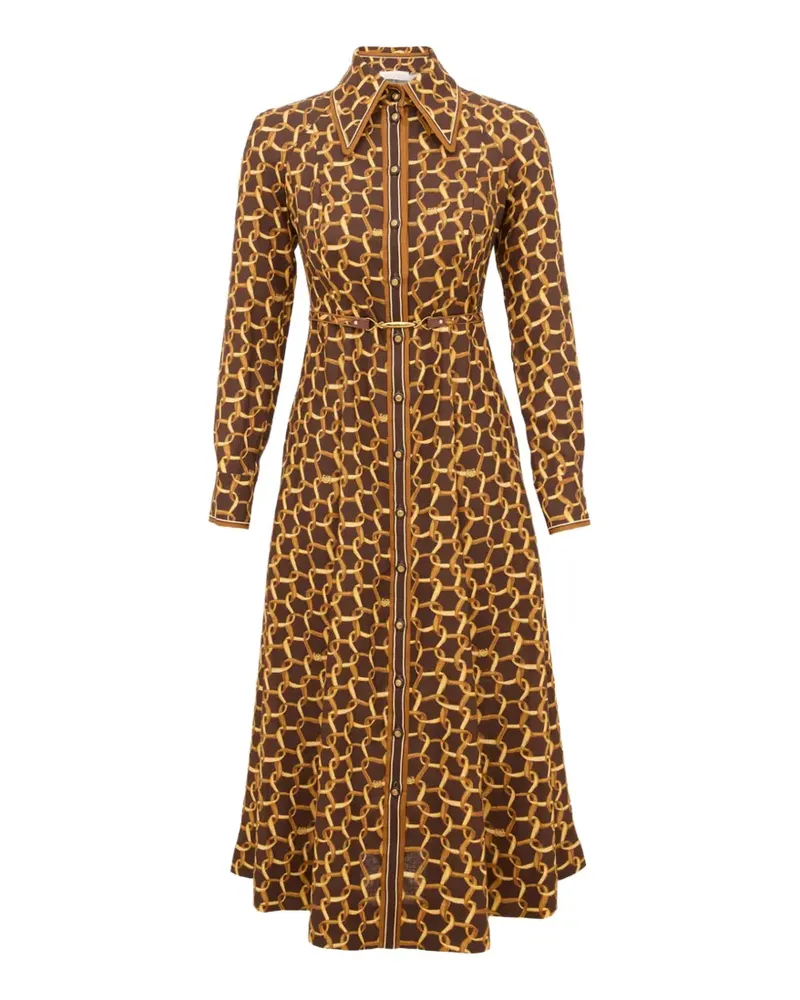 Zimmermann Hemdkleid mit Ketten-Print - Braun Braun