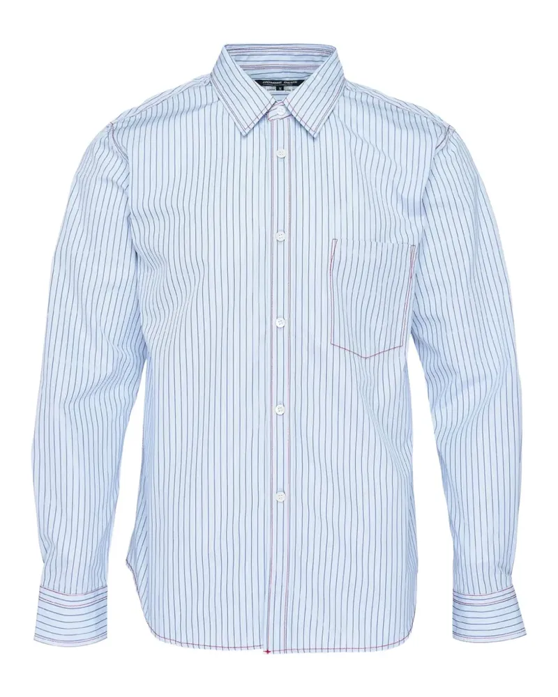 Comme des Garçons stripe-pattern contrast-stitch shirt - Blau Blau