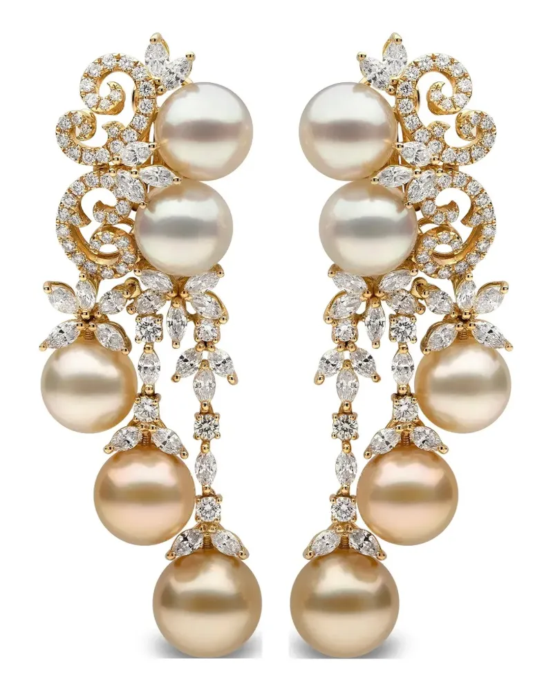 YOKO London 18kt Ombré Gelbgoldohrringe mit Südseeperle und Diamant Gold