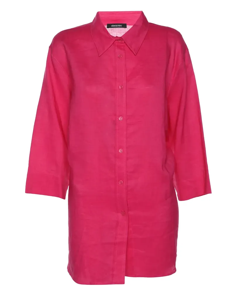 Elena Mirò Geknöpftes Ramie Hemd - Rosa Rosa
