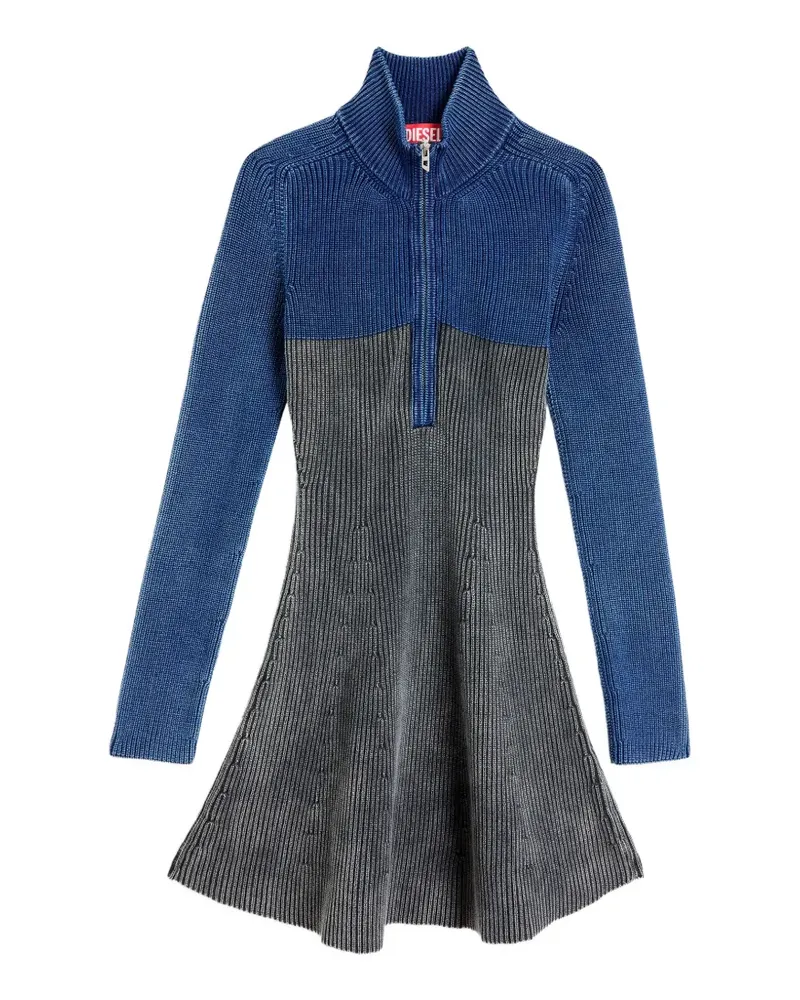 Diesel rib-knit mini dress with two-tone denim effect - Grau Grau