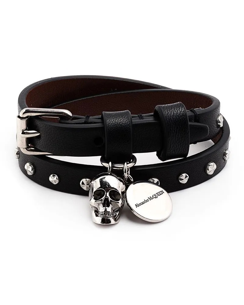 Alexander McQueen Wickelarmband mit Totenkopf - Schwarz Schwarz
