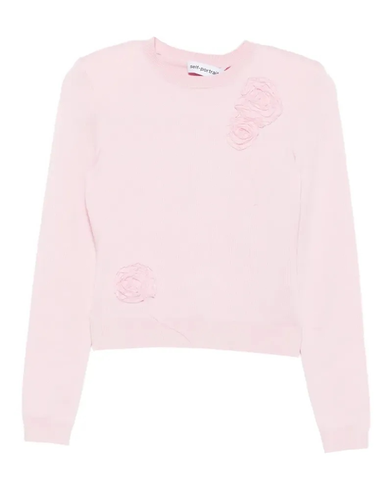 Self-Portrait floral-appliqué sweater - Rosa Rosa