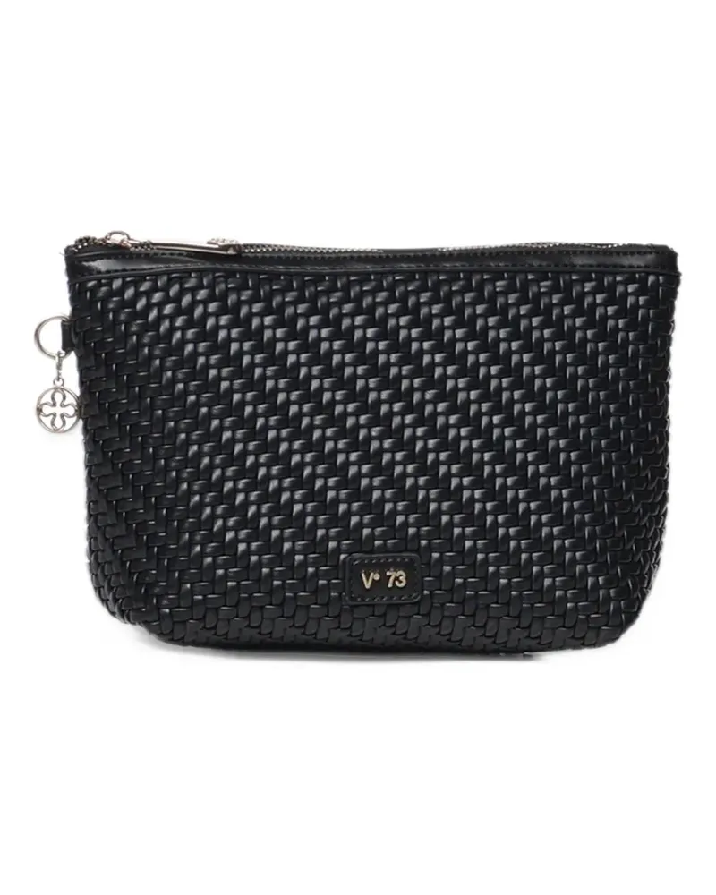 V°73 woven-design logo-plaque pouch - Schwarz Schwarz