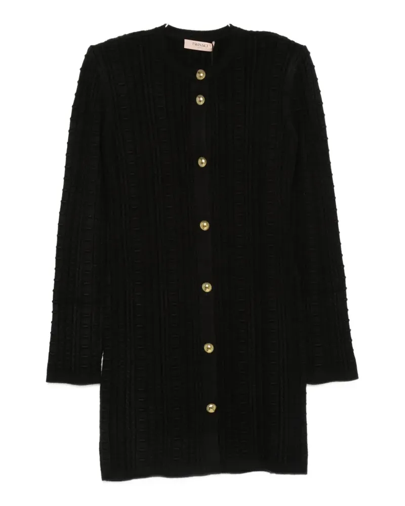 Twin-Set cable-knit button-front mini dress - Schwarz Schwarz