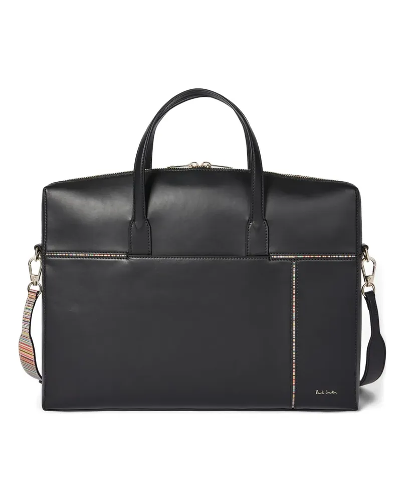 Paul Smith Gestreifte Laptoptasche mit Reißverschluss - Schwarz Schwarz