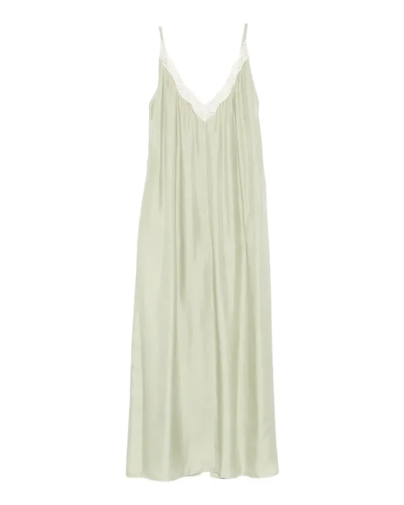 ALYSI lace-trim gathered maxi dress - Grün Grün