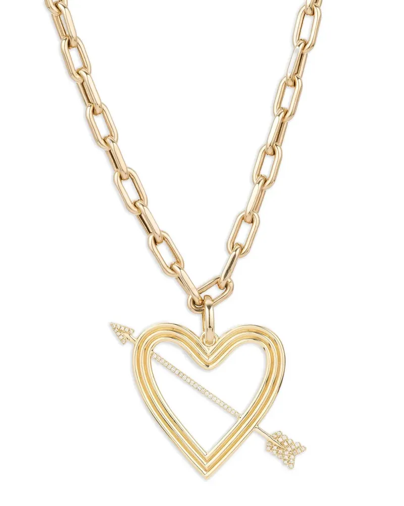 Adina Reyter 14kt Heart and Arrow Gelbgoldhalskette mit Diamanten Gold