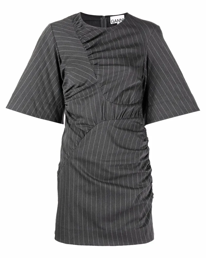 Ganni Gerafftes Minikleid - Grau Grau