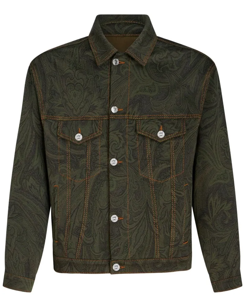 Etro Jeansjacke mit Paisley-Jacquardmuster - Grün Grün