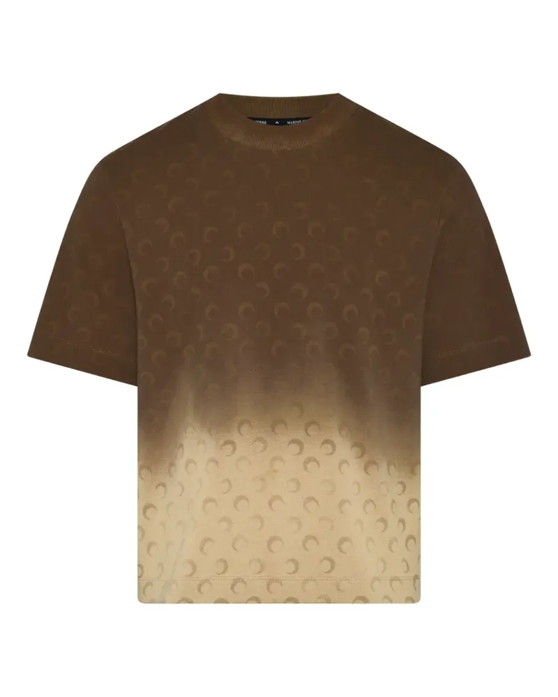 Marine Serre Rundhals-T-Shirt mit Moon-Muster - Braun Braun