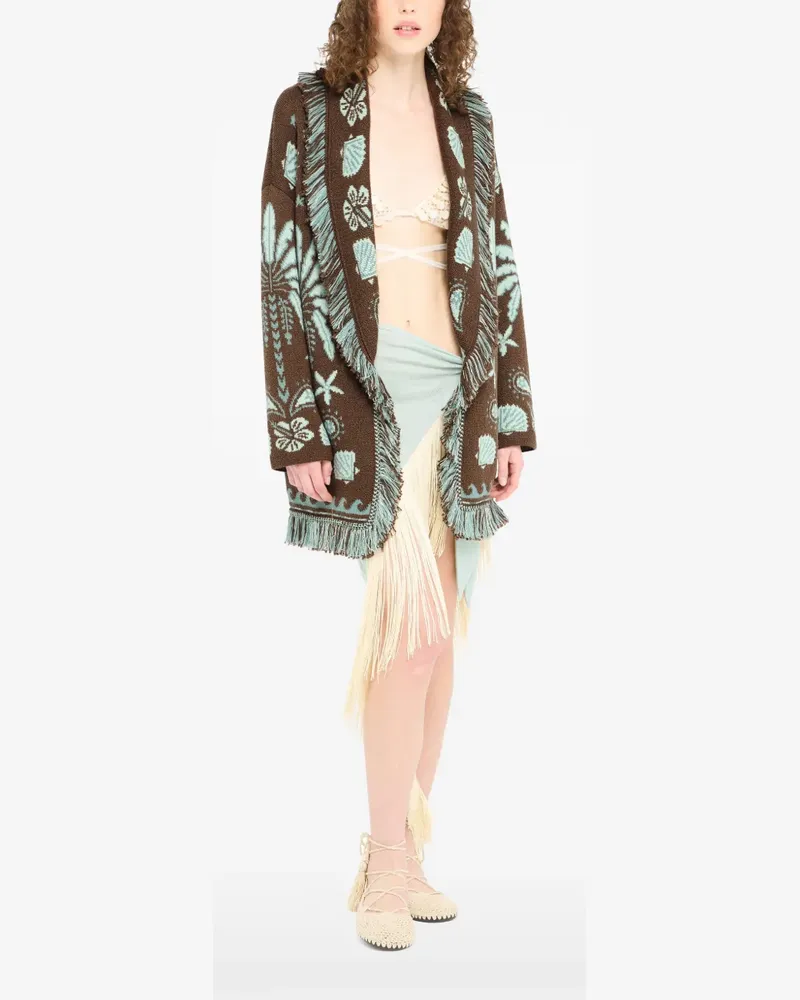 Alanui Echoes of the Island Strickmantel mit Fransen - Braun Braun