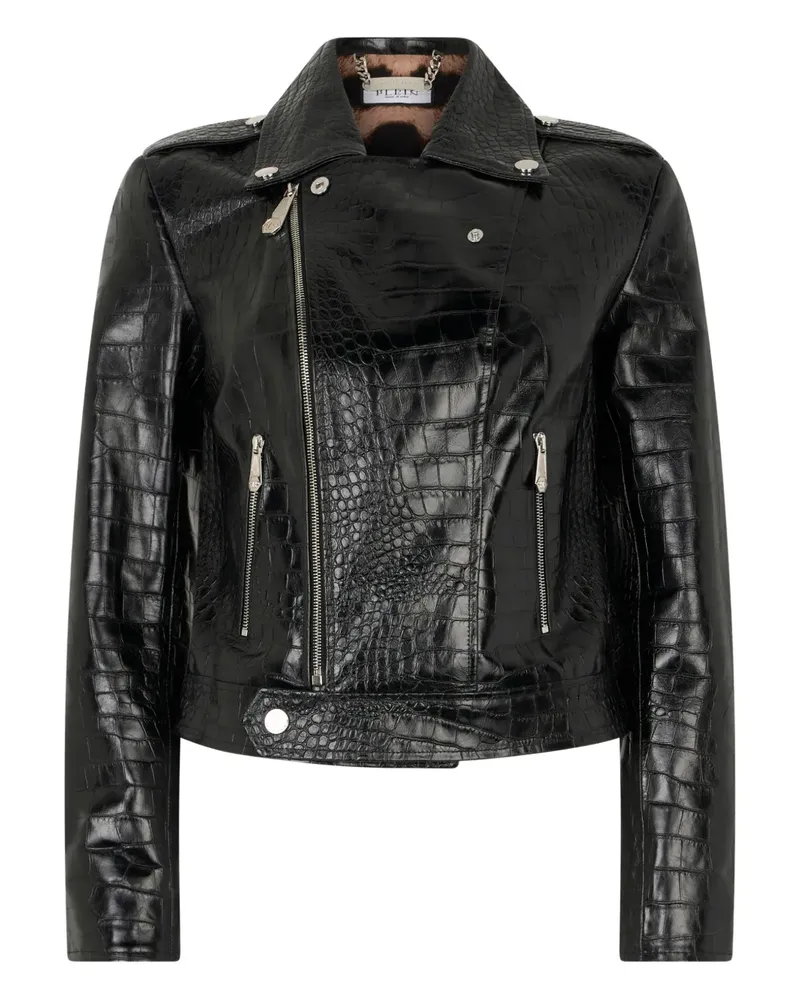 Philipp Plein Jacke mit Kroko-Print - Schwarz Schwarz