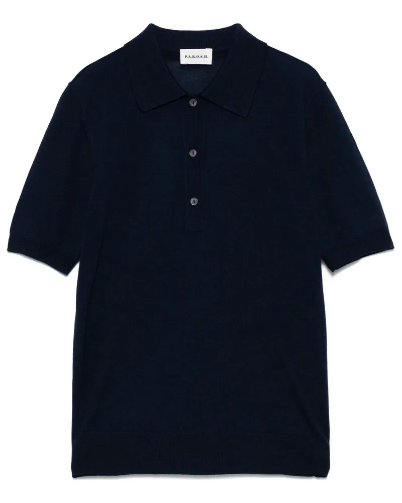 P.A.R.O.S.H. P.A.R.O H. Fein gestricktes Poloshirt - Blau Blau
