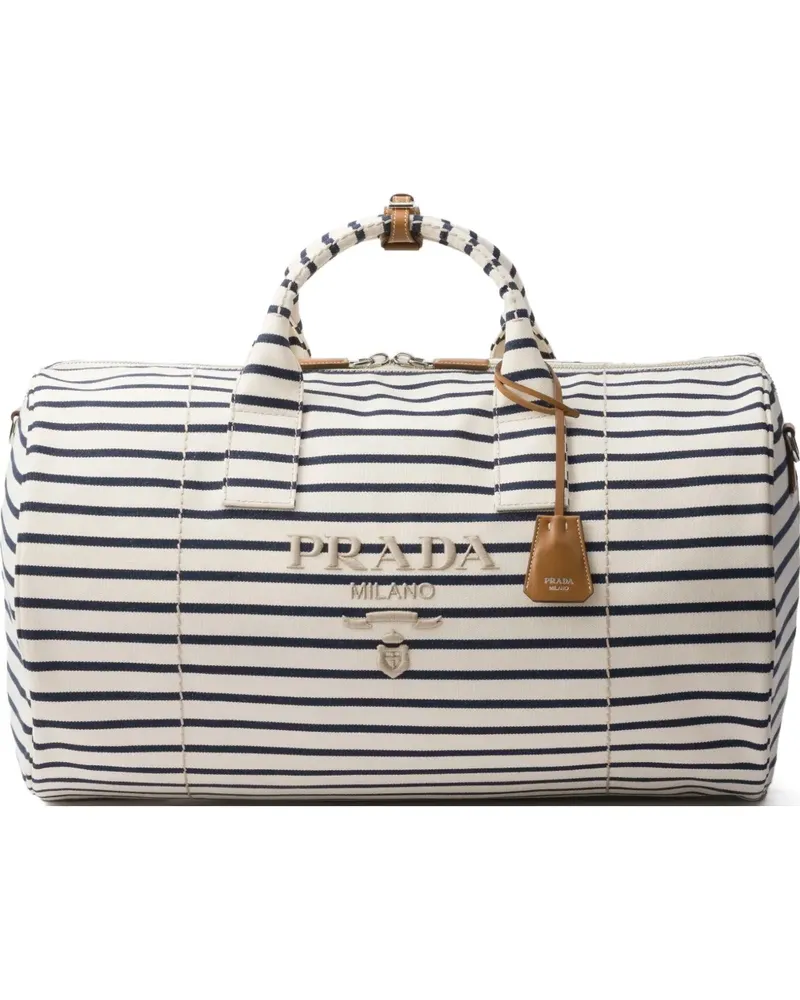 Prada Gestreifte Reisetasche - Nude Nude