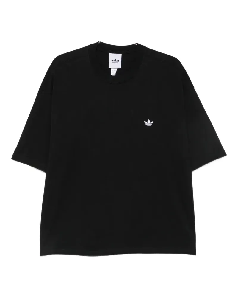 adidas logo-embroidered T-shirt - Schwarz Schwarz