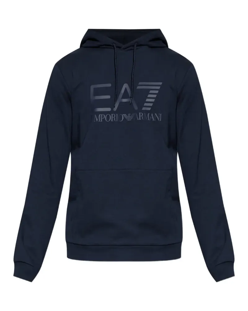 EA7 logo-print drawstring hoodie - Blau Blau