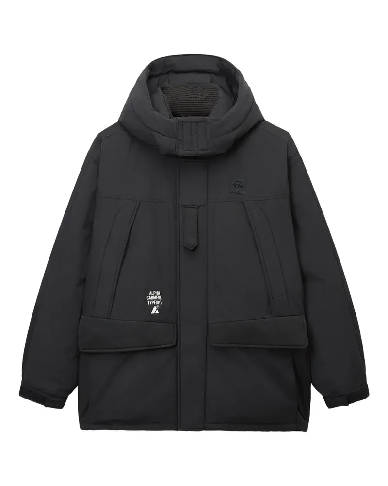 Alpha Industries Gefütterte Kapuzenjacke - Schwarz Schwarz
