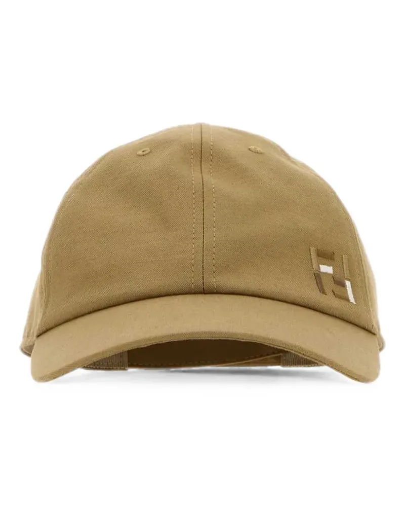 Fendi logo-plaque baseball cap - Nude Nude