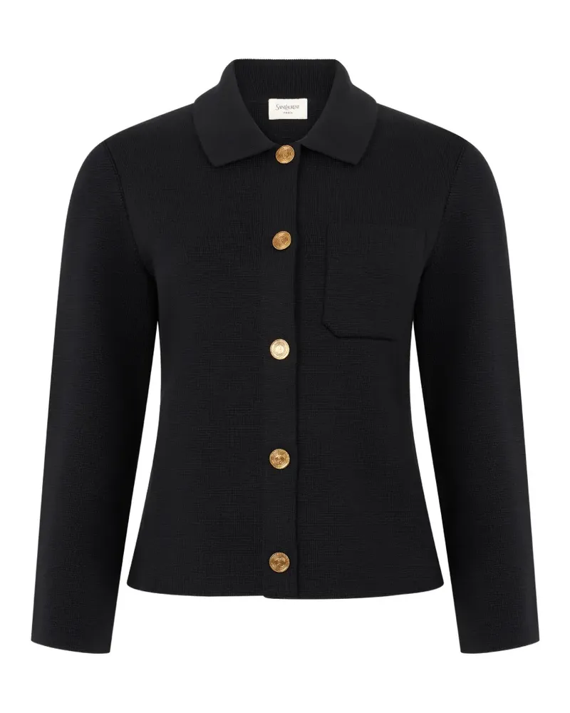 Saint Laurent polo cardigan in wool - Schwarz Schwarz
