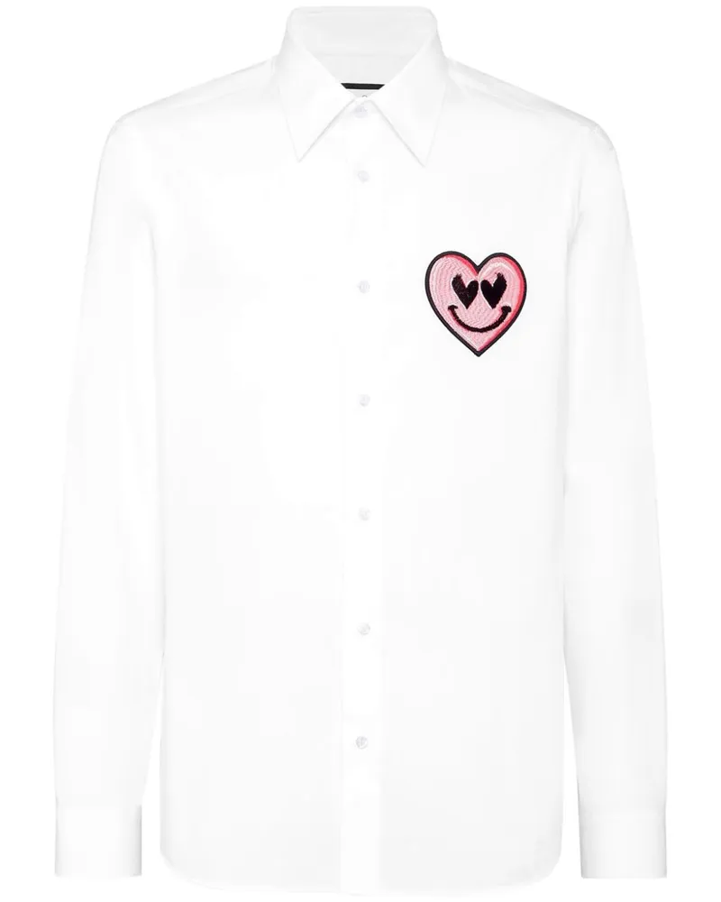 Philipp Plein Hemd mit Herz-Patch - Weiß Weiß