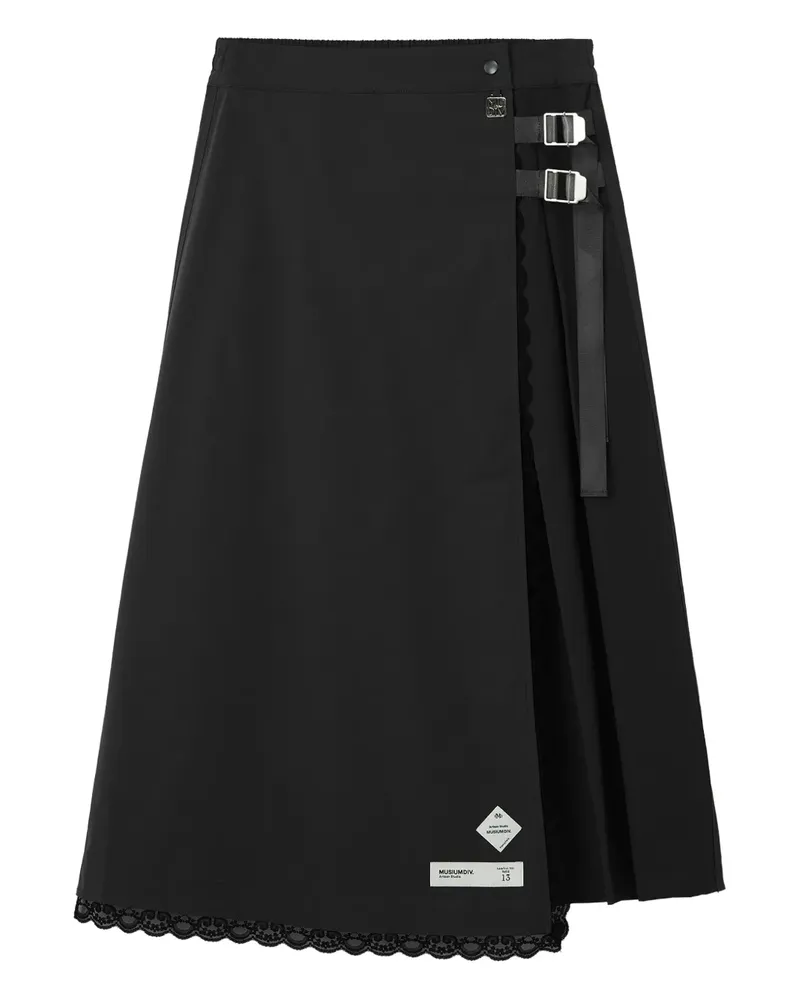Musium Div. lace-trim midi skirt - Schwarz Schwarz