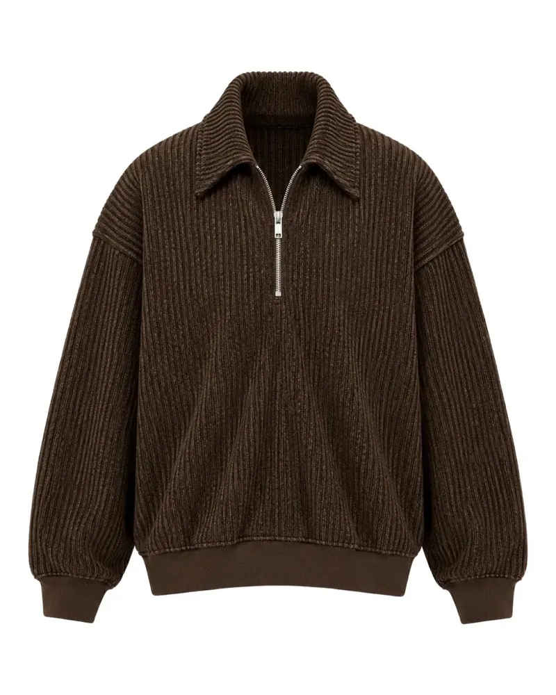 Song For The Mute half-zip ribbed-knit sweater - Braun Braun