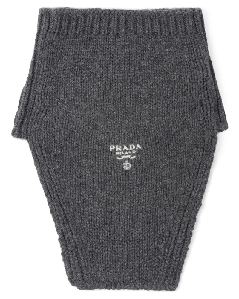 Prada Kaschmirschal mit Logo-Stickerei - Grau Grau