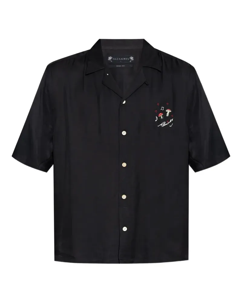 AllSaints Hemd mit grafischer Stickerei - Schwarz Schwarz