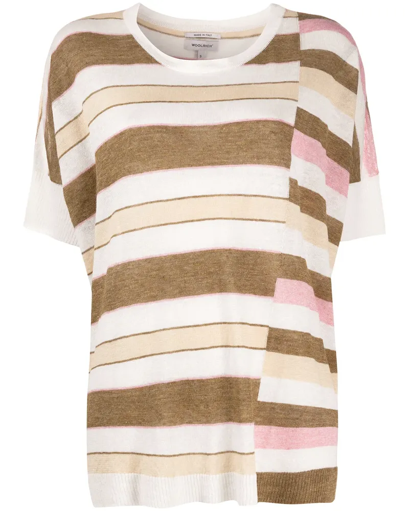 Woolrich Gestreiftes T-Shirt - Weiß Weiß