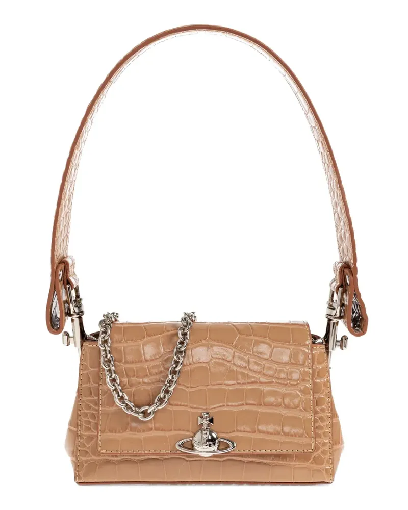 Vivienne Westwood Mini Hazel Tote Bag mit Kroko-Effekt - Braun Braun