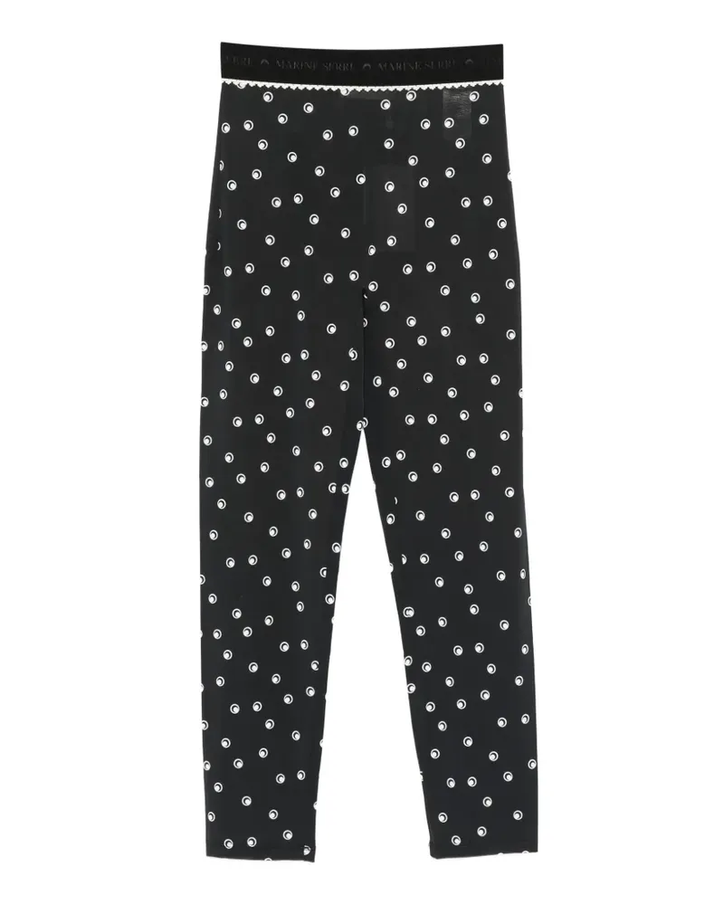 Marine Serre polka-dot Moon jersey capri leggings - Schwarz Schwarz