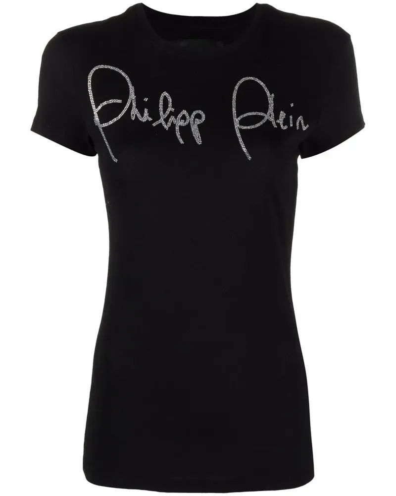Philipp Plein T-Shirt mit Kristallen - Schwarz Schwarz