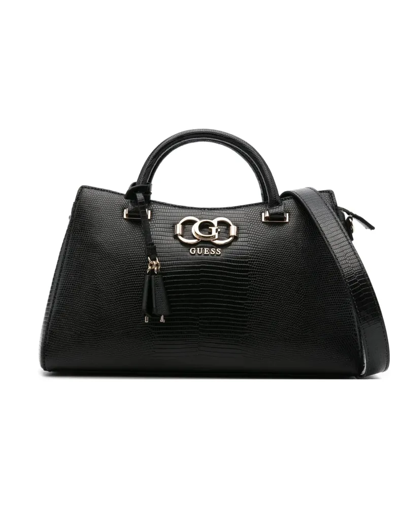 Guess Handtasche mit Logo-Schild - Schwarz Schwarz