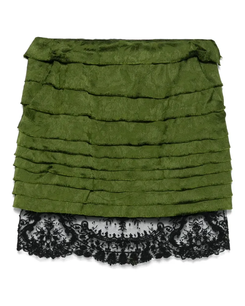 Saint Laurent Minirock mit Rüschen - Grün Grün