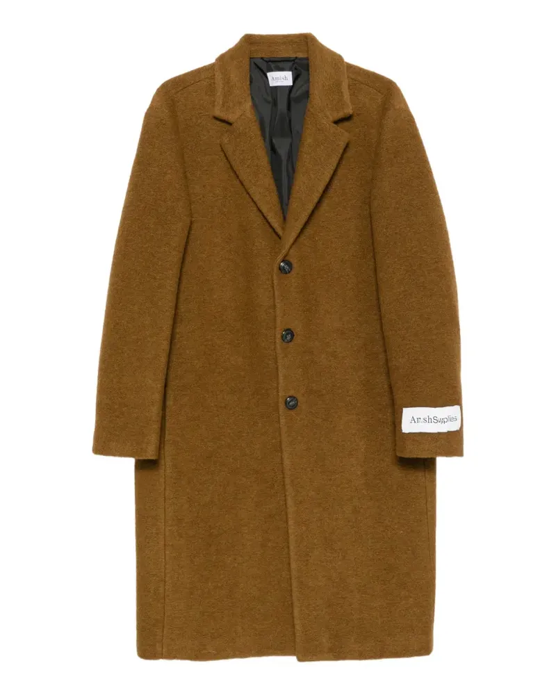 Amish logo-patch single-breasted coat - Braun Braun