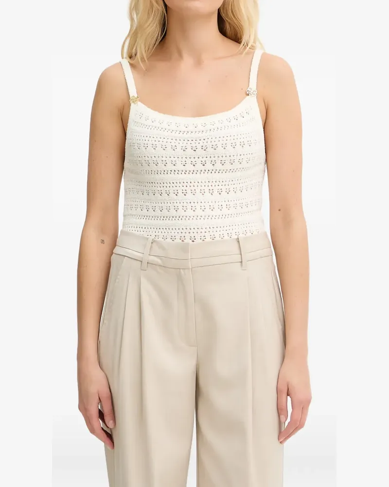 Guess pointelle-knit logo-plaque top - Weiß Weiß