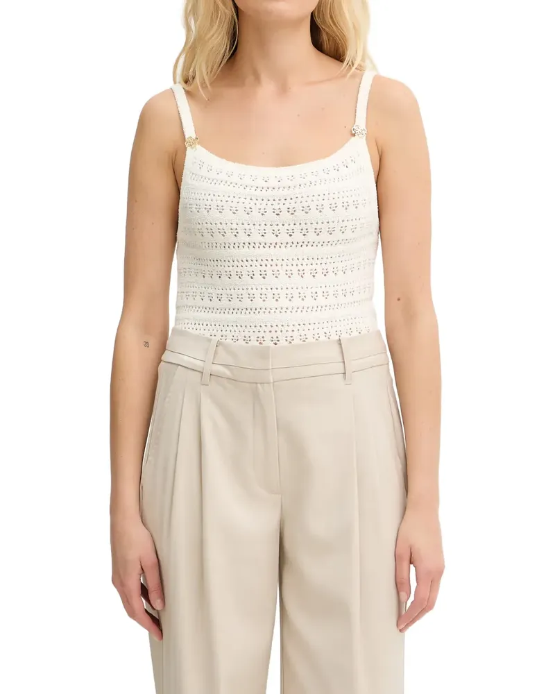Guess pointelle-knit logo-plaque top - Weiß Weiß